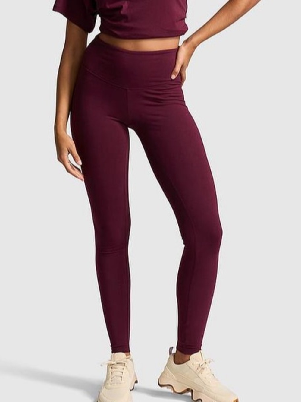 PINK Victoria's Secret Burgundy Stretch Cotton Leggings S Regular NWT
